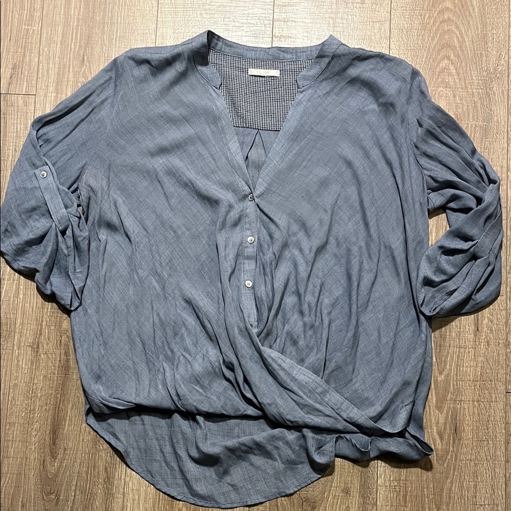 La Ju Slate Blue Drapey Women's Blouse Size XL